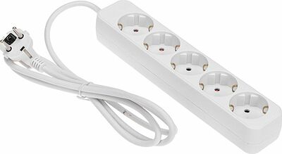 REXANT 13-4028 Удлинитель STANDARD 5 гнезд, 1,5м, 3х1,0мм², с/з, белый REXANT