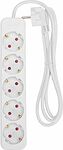 REXANT 13-4028 Удлинитель STANDARD 5 гнезд, 1,5м, 3х1,0мм², с/з, белый REXANT