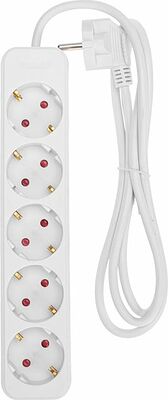 REXANT 13-4028 Удлинитель STANDARD 5 гнезд, 1,5м, 3х1,0мм², с/з, белый REXANT