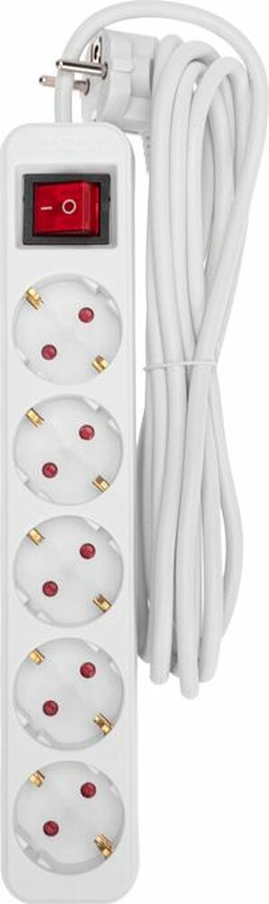 REXANT 13-4032 Удлинитель STANDARD 5 гнезд, 3м, 3х1,0мм², с/з, с выключателем, белый REXANT