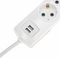 REXANT 13-4111 Удлинитель PREMIUM 3 гнезда, 5м, 3х1,5мм², с/з, 2 USB, белый REXANT