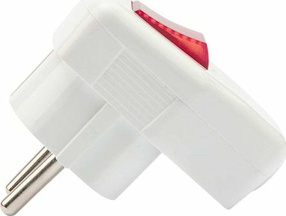 REXANT 16-0730 Вилка Евро угловая с з/к 16А белая с кнопкой REXANT