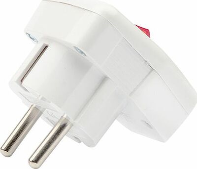 REXANT 16-0730 Вилка Евро угловая с з/к 16А белая с кнопкой REXANT
