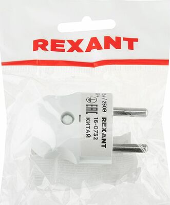 REXANT 16-0732 Вилка Евро прямая с з/к 16А белая REXANT