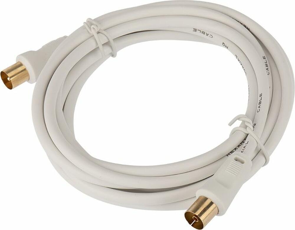 REXANT 18-0004 Шнур ТВ гнездо - ТВ штекер, 3м, белый REXANT