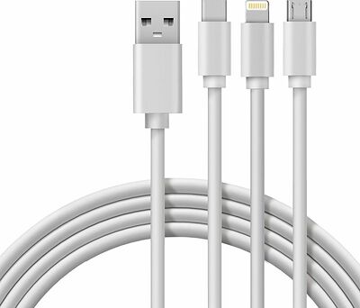REXANT 18-1127 Кабель USB 3в1 Type-С (3A), Lightning (2,4A), micro USB (2A) 1м, ПВХ REXANT