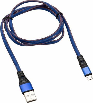 REXANT 18-1163 Кабель USB-A – micro USB, 2А, 1м, в джинсовой тканевой оплетке, плоский REXANT