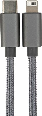 REXANT 18-1826 Кабель Type-C – Lightning, 3А, 1м, в нейлоновой серой оплетке, Power Delivery REXANT