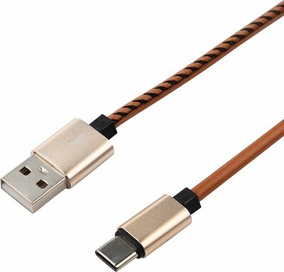 REXANT 18-1897 Кабель USB-A – Type-C, 2,1A, 1м, эко-кожа, коричневый REXANT