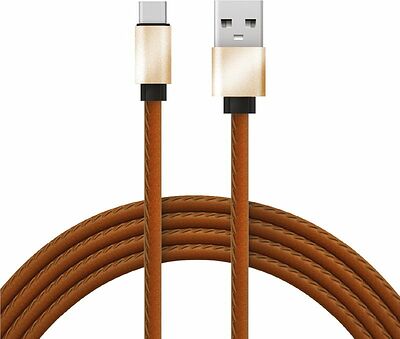REXANT 18-1897 Кабель USB-A – Type-C, 2,1A, 1м, эко-кожа, коричневый REXANT