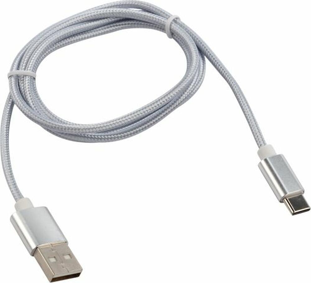 REXANT 18-1899 Кабель USB-A – Type-C, 2,1A, 1м, в серебрянной нейлоновой оплетке REXANT