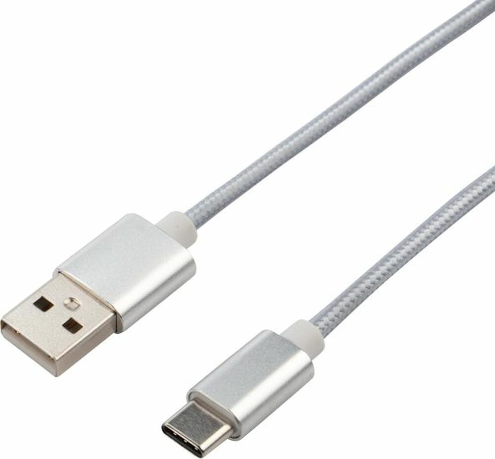 REXANT 18-1899 Кабель USB-A – Type-C, 2,1A, 1м, в серебрянной нейлоновой оплетке REXANT
