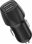 REXANT 18-2220 Автомобильное зарядное устройство c двумя портами (USB-А + USB-A) со световой индикацией, 12Вт, черное REXANT