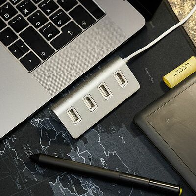 REXANT 18-4106 Разветвитель REXANT 4 USB-port серебристый