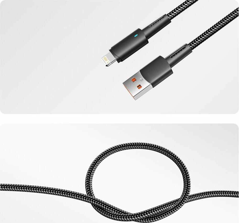 REXANT 18-7058 Кабель USB-A – Lightning, 2,4А, 1м, в черной нейлоновой оплетке, со световой индикацией REXANT