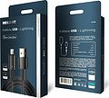 REXANT 18-7058 Кабель USB-A – Lightning, 2,4А, 1м, в черной нейлоновой оплетке, со световой индикацией REXANT