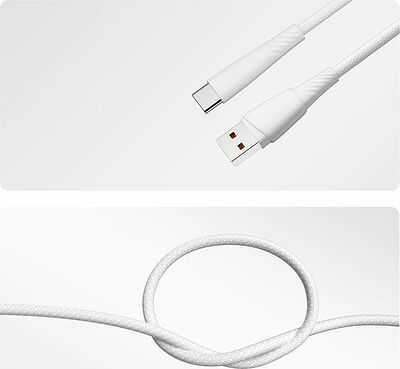 REXANT 18-7067 Кабель USB-A – Type-C, 5А, 100Вт, 1м, в белой нейлоновой оплетке REXANT