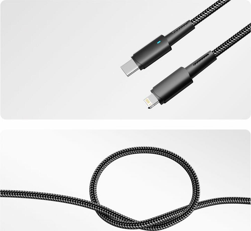 REXANT 18-7069 Кабель Type-C – Lightning, 3А, 1м, в черной нейлоновой оплетке, со световой индикацией REXANT