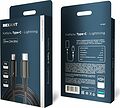 REXANT 18-7069 Кабель Type-C – Lightning, 3А, 1м, в черной нейлоновой оплетке, со световой индикацией REXANT