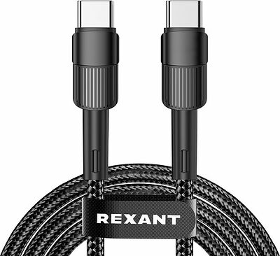 REXANT 18-7072 Кабель Type-C – Type-C, 5A, 100Вт, 1м, в черной нейлоновой оплетке REXANT