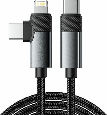 REXANT 18-7095 Кабель 2в1 Type-C, Type-C, Lightning 65Вт, 1м, в черной нейлоновой оплетке REXANT