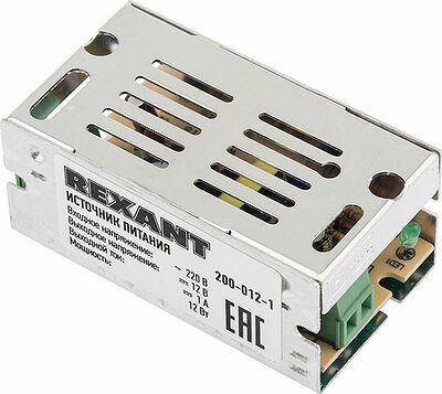 REXANT 200-012-1 Источник питания 110-250 V AC/12 V DC 1 A 12 W с разъемами под винт, без влагозащиты (IP20)