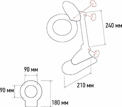 REXANT 31-0242 Лупа настольная 3D+12D с подсветкой, ø90мм, белая REXANT