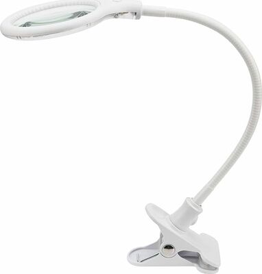 REXANT 31-0247 Лупа настольная 3D с подсветкой 30 SMD LED, подставка+прищепка, ø95мм, белая REXANT