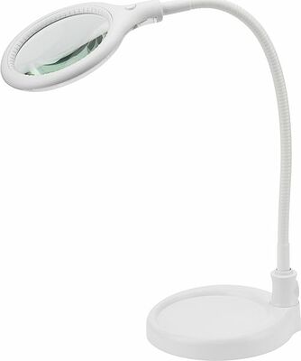 REXANT 31-0247 Лупа настольная 3D с подсветкой 30 SMD LED, подставка+прищепка, ø95мм, белая REXANT