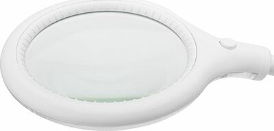 REXANT 31-0247 Лупа настольная 3D с подсветкой 30 SMD LED, подставка+прищепка, ø95мм, белая REXANT