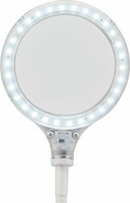 REXANT 31-0247 Лупа настольная 3D с подсветкой 30 SMD LED, подставка+прищепка, ø95мм, белая REXANT