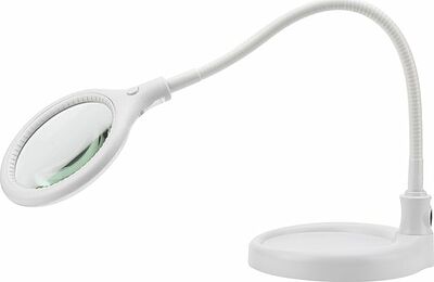 REXANT 31-0247 Лупа настольная 3D с подсветкой 30 SMD LED, подставка+прищепка, ø95мм, белая REXANT