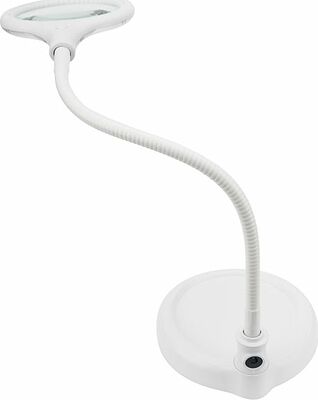 REXANT 31-0247 Лупа настольная 3D с подсветкой 30 SMD LED, подставка+прищепка, ø95мм, белая REXANT