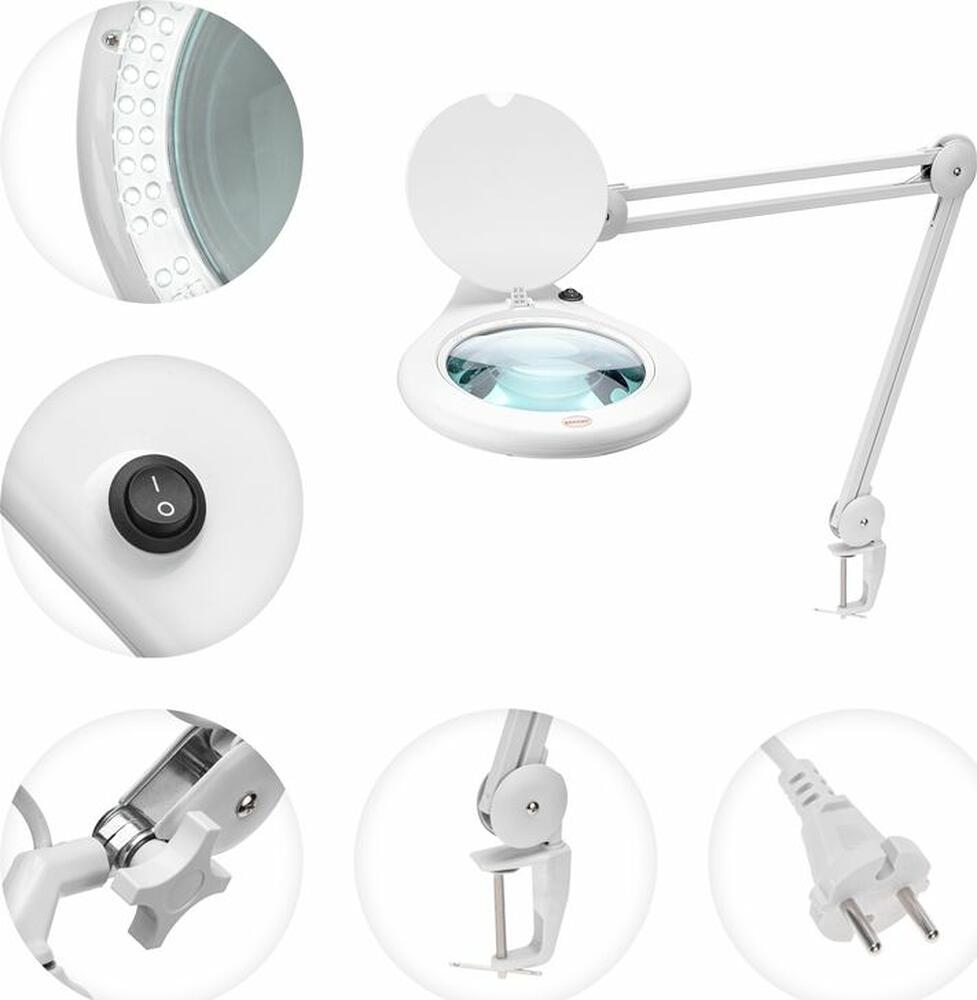 REXANT 31-0503 Лупа на струбцине круглая 5D с подсветкой 84 SMD LED, ø178мм, белая REXANT