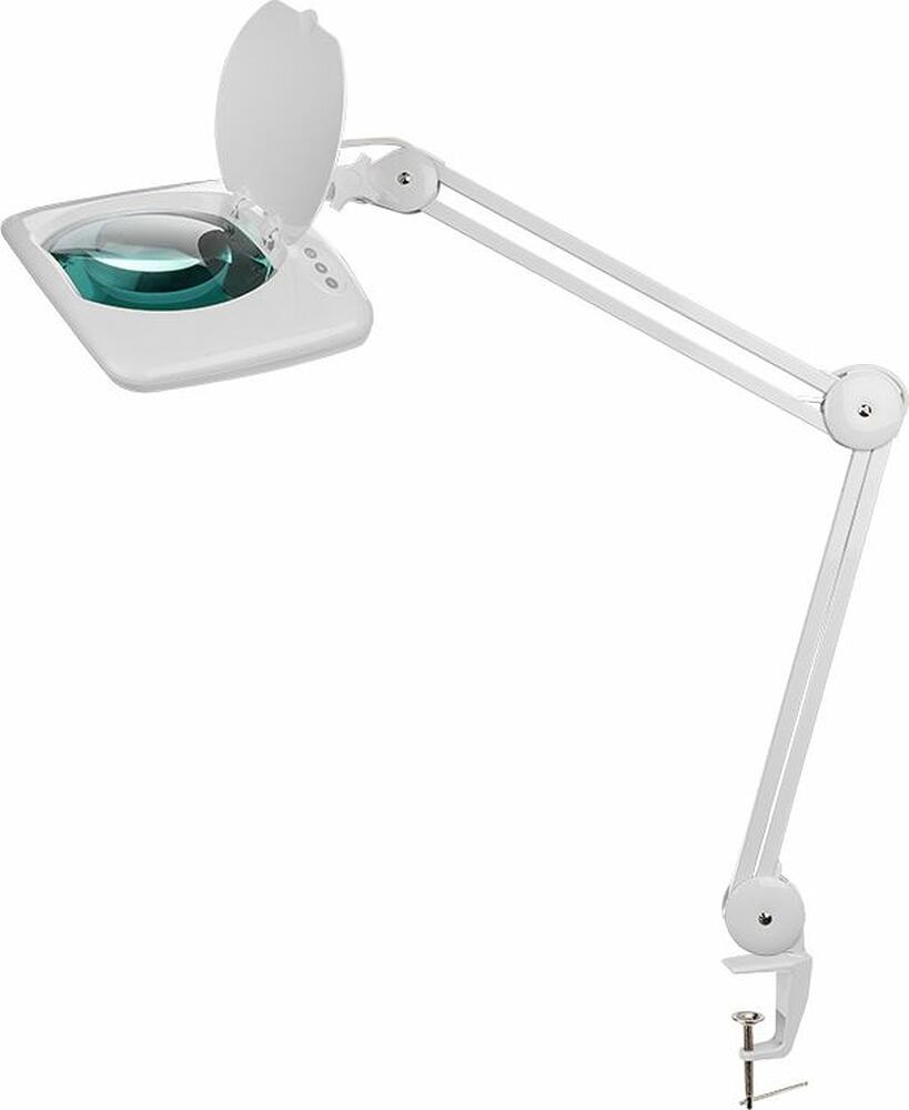 REXANT 31-0513 Лупа на струбцине квадратная 5D с подсветкой 60 SMD LED, сенсорный регулятор яркости, 190х157мм, белая REXANT