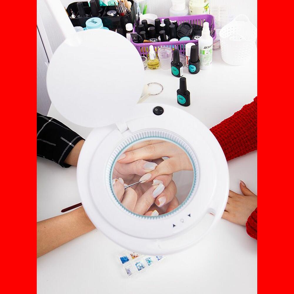REXANT 31-0531 Лупа на струбцине круглая 3D с подсветкой 60 SMD LED, сенсорный регулятор яркости, ø127мм, белая REXANT