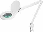 REXANT 31-0532 Лупа на струбцине круглая 5D с подсветкой 72 SMD, сенсорный регулятор яркости, ø152мм, белая REXANT