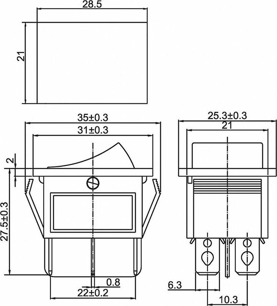 REXANT 36-2350-1 Переключатель клавишный 250В 15А (6с) ON-ON красный с подсветкой (1 шт/уп) REXANT