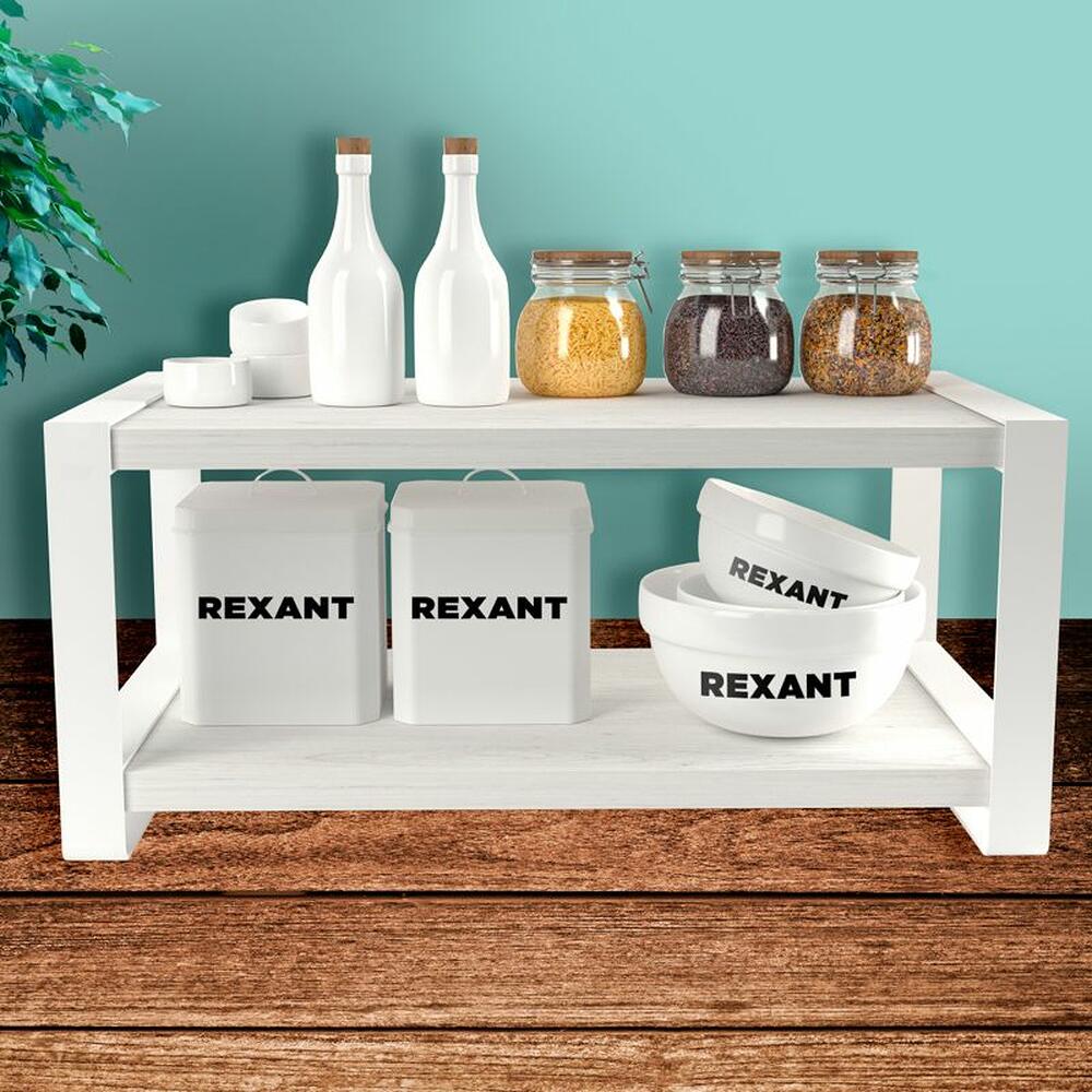 REXANT 38-0676 Полка-органайзер для кухни, двухъярусная, дуб Харбор, белая REXANT