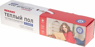 REXANT 51-0501-2 Теплый пол, нагревательный мат Classic RNX-0,5-75 0,5м², 0,5х1м, 75Вт двухжильный, с экраном REXANT
