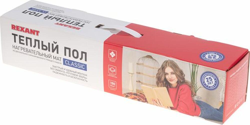 REXANT 51-0501-2 Теплый пол, нагревательный мат Classic RNX-0,5-75 0,5м², 0,5х1м, 75Вт двухжильный, с экраном REXANT