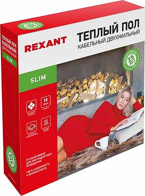 REXANT 51-0505-3 Теплый пол, кабельная секция Slim RNB-55-1000 1000Вт, 55м, 4,5-6,5м² двухжильный REXANT