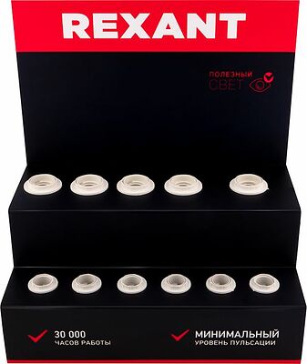 REXANT 604-802 Демо-тестер акриловый для ФИЛАМЕНТА, AC 220V, со шнуром питания 1,2м, с выключателем на корпусе, цоколи E14 E27 REXANT