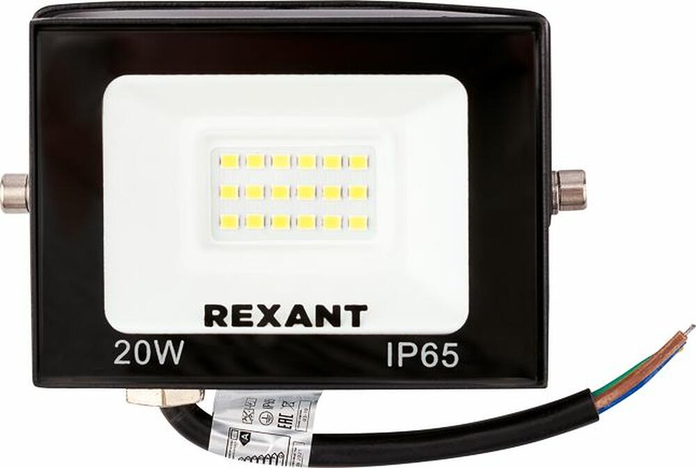 REXANT 605-029 Прожектор светодиодный СДО 20Вт 1600Лм 4000K нейтральный свет, черный корпус REXANT