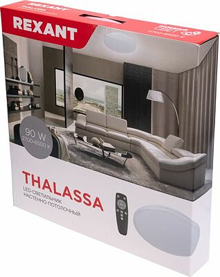 REXANT 650-1030 Светильник настенно-потолочный Thalassa LED 90 Вт 2700-6500 К управление с пульта и выключателя, диммирование, встроенный ночник Extra REXANT