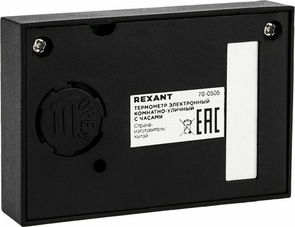 REXANT 70-0505 Термометр электронный комнатно-уличный с часами REXANT