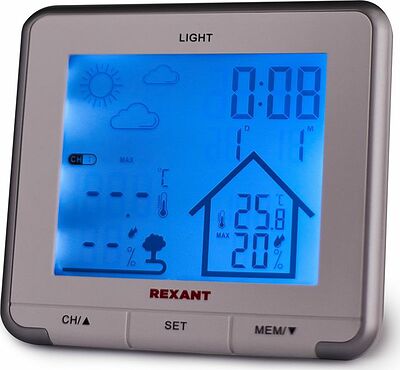 REXANT 70-0597 Метеостанция S637B с ЖК-экраном и беспроводным датчиком REXANT