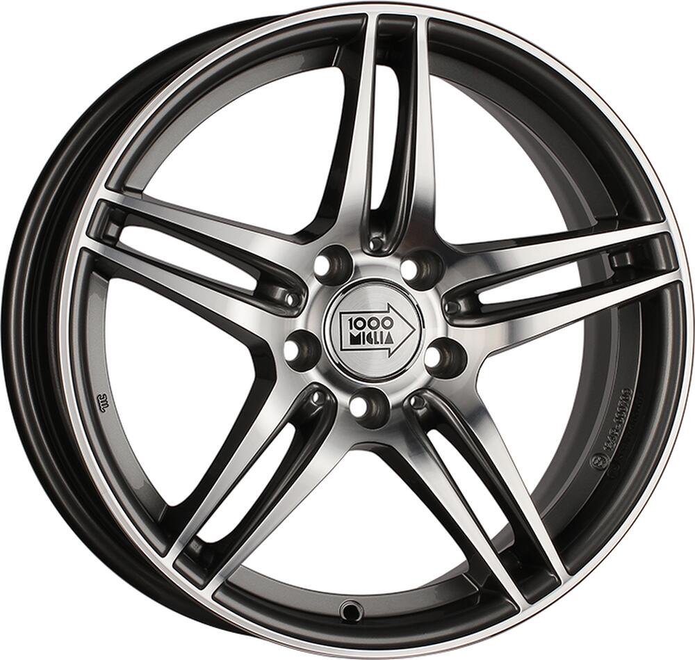 1000Miglia MM037 7.5x17 5x112 ET 47 Dia 66.69 Anthracite Polished