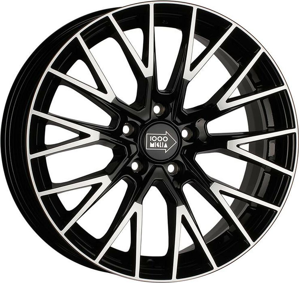 1000Miglia MM1009 8x18 5x112 ET 35 Dia 66.6 Gloss Black Polished