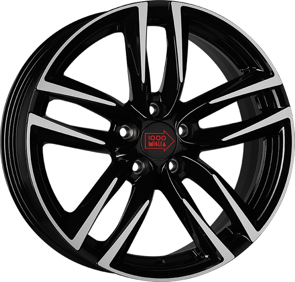 1000Miglia MM1011 7.5x17 5x108 ET 45 Dia 63.4 Gloss Black Polished